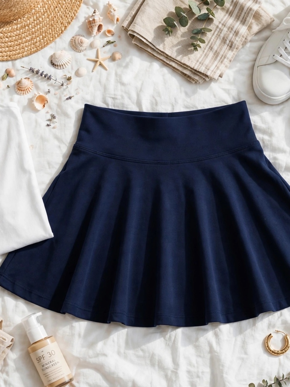 Divided Navy Circle Skirt - Flared Skater Style
